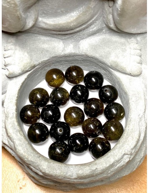 TOURMALINE Verte / Jaune Perles 8/9mm (à l’unité) origine Sri Lanka