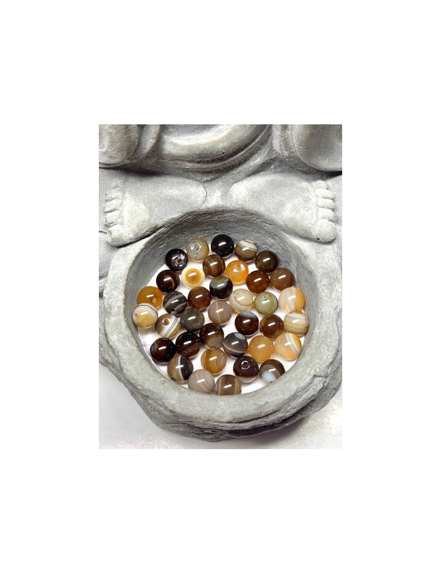 ? Perles Agate rubanée marron à l'unité - 6mm