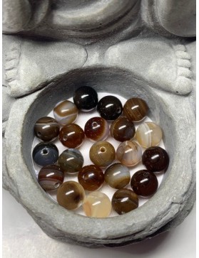 ? Perles Agate rubanée marron à l'unité - 8mm