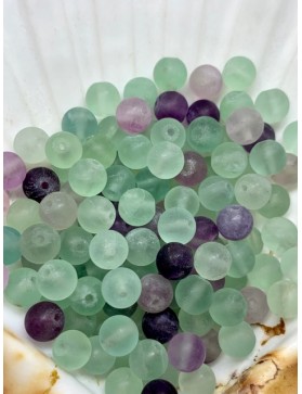 FLUORITE perle mate "givrée" à l’unité 6mm