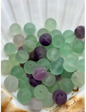 FLUORITE perle mate "givrée" à l’unité 8mm