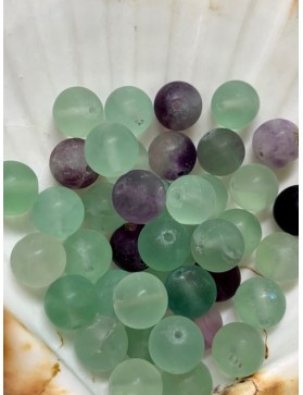 FLUORITE perle mate "givrée" à l’unité 10mm