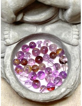 Amethyste à Goethite  Perles à l'unité 6mm