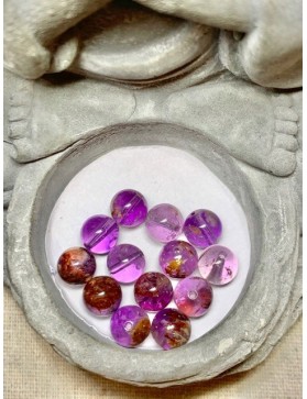 Amethyste à Goethite  Perles à l'unité 8mm