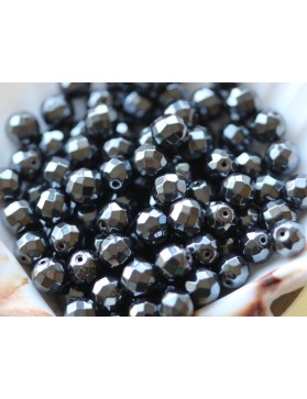 HEMATITE perle ronde facettée à l'unité 10mm