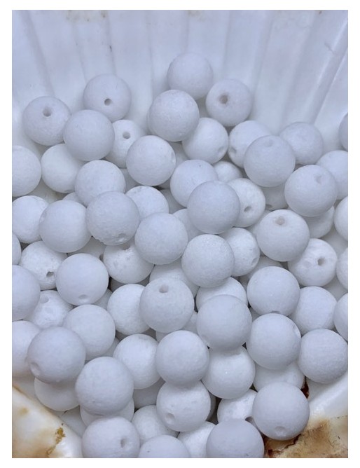JADE BLANC Perles givrées à l'unité 8mm