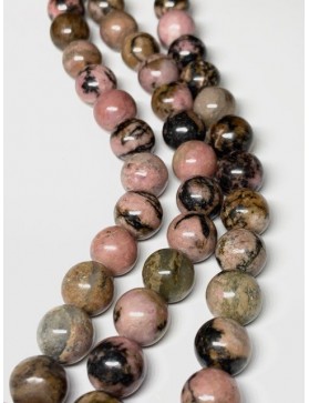 RHODONITE Rose et Noire Perle 10mm en fil (environ 35 perles)