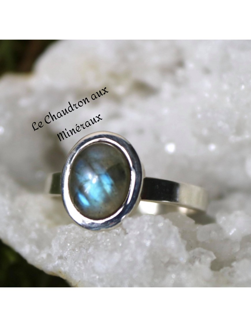 LABRADORITE Bague 3 en Argent T.64