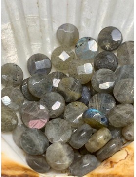 LABRADORITE perles facettées "Médaille" 8mm à l'unité