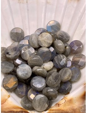 LABRADORITE perles facettées "Médaille" 10mm à l'unité