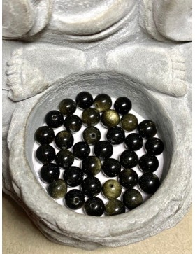 OBSIDIENNE DORÉE Perles 6mm à l'unité