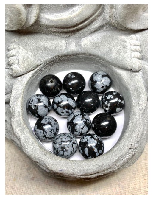 OBSIDIENNE FLOCON DE NEIGE Perles 10mm à l'unité