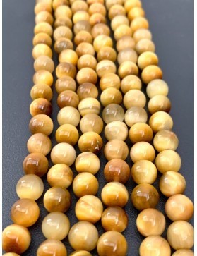 OEIL DE TIGRE dorée Perles en fil 10mm (environ 38 perles)