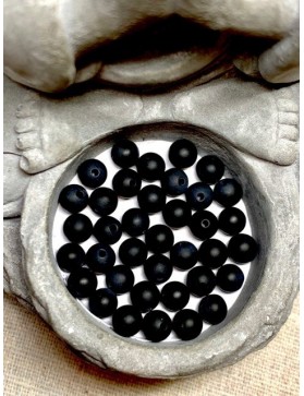 Onyx (Agate noire) perles Givrées 6mm à l'unité