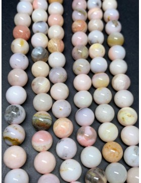 ??? Perles Opale rose en fil - 10mm (environ 36 perles)