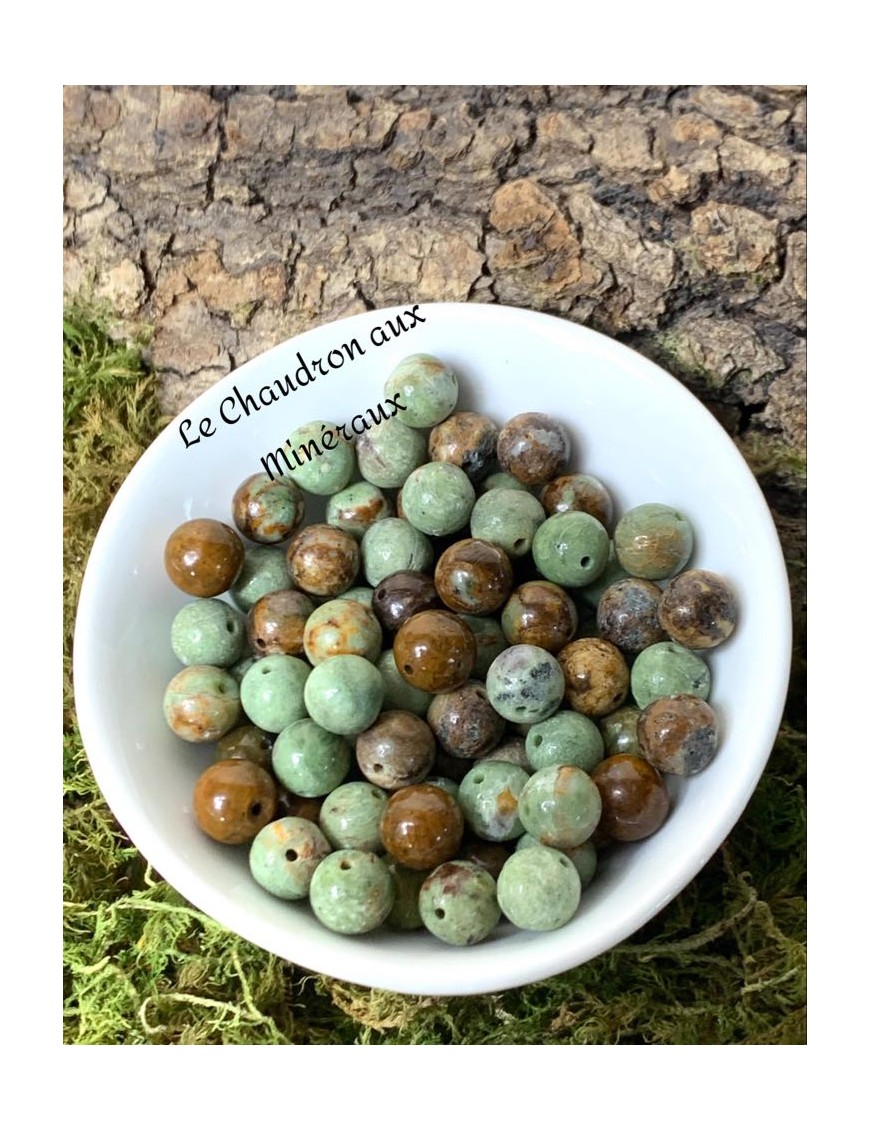 ?Opale Verte Origine Afrique perles à l'unité 8mm ou en lot