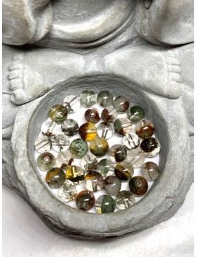 QUARTZ CHLORITE ( Quartz Fantôme) Perles à l'unité 6mm