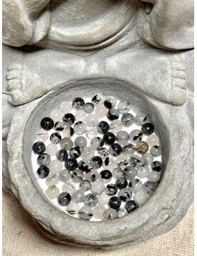 QUARTZ Inclusion TOURMALINE Perles à l'unité 4mm origine Bresil