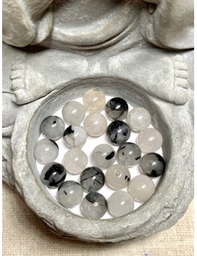 QUARTZ Inclusion TOURMALINE Perles à l'unité 8mm origine Bresil