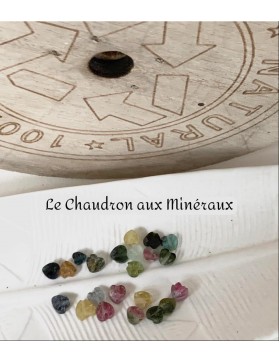 ?? Perles Tourmaline multicolore coeur facettées à l'unité - 6mm