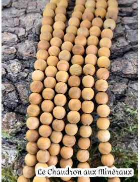 BOIS de SANTAL naturel Perles en fil (environ 65 perles)