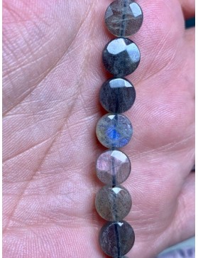 ?LABRADORITE perles facettées "Médaille" 4mm à l'unité