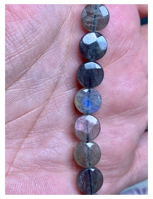 ?LABRADORITE perles facettées "Médaille" 4mm à l'unité