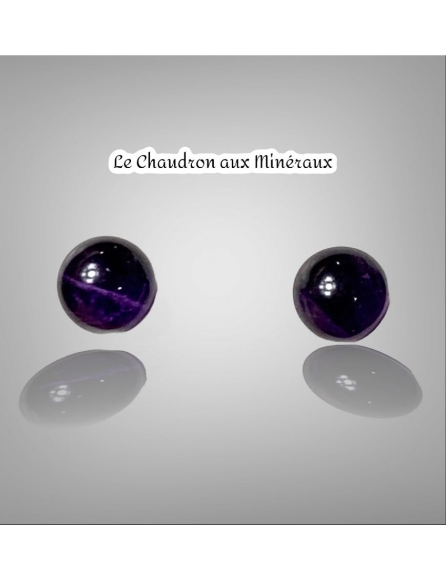 Améthyste Boucles d'Oreilles puce en argent N.2