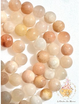 ??? Perles Aventurine rose en fil - 10mm (environ 38 perles)