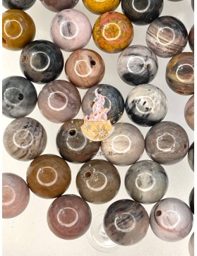?? Perles Bois Pétrifié (fossile) à l'unité ou en lot - 10mm