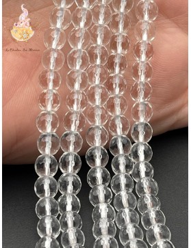 perles cristal de roche facettées 6mm fil