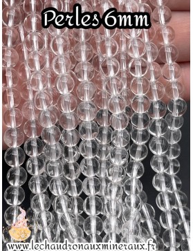 Perles de Cristal de Roche 6mm - Clarté Naturelle - Pierres Brésiliennes pour Bijoux