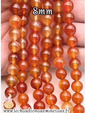 Perles en Cornaline 8mm - Pierre Naturelle pour Bijoux Uniques et Éclatants