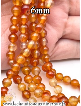 Perles en Cornaline 6mm - Pierre Naturelle pour des Bijoux Vibrants et Authentiques