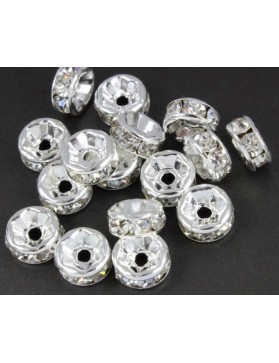 Entre-perle strass blanc 6mm