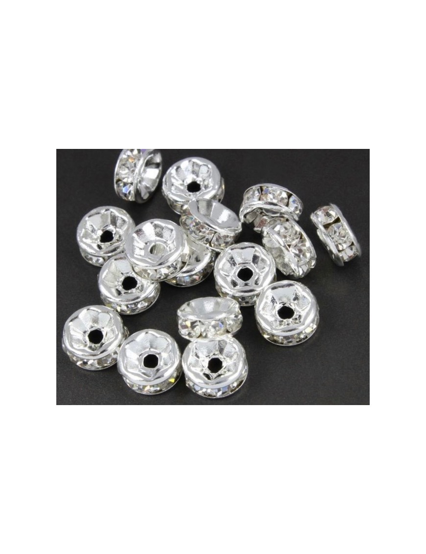 Entre-perle strass blanc 6mm