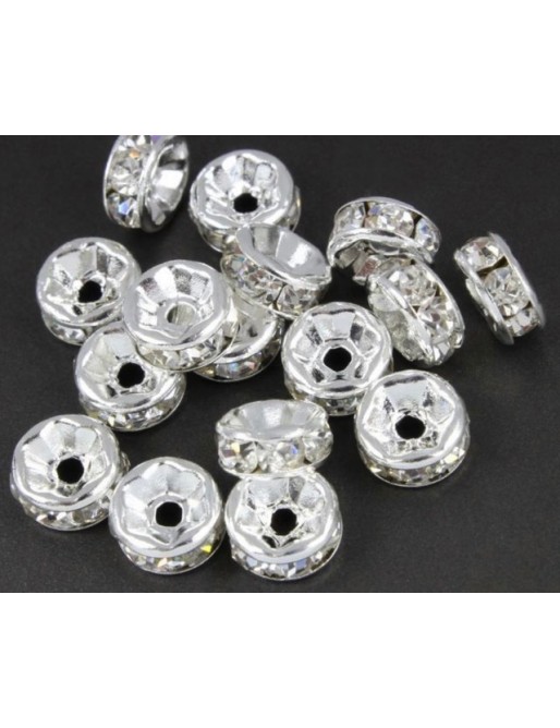 Entre-perle strass blanc 6mm
