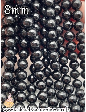 Perles de Tourmaline Noire 8mm - Élégance et Protection d'Afrique du Sud.