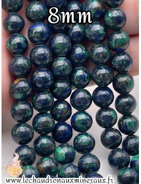 Perles Azurite Malachite 8mm - Fusion de Couleurs et de Beauté Minérale