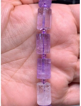 AMETHYSTE perles "Cylindre" 10X14mm