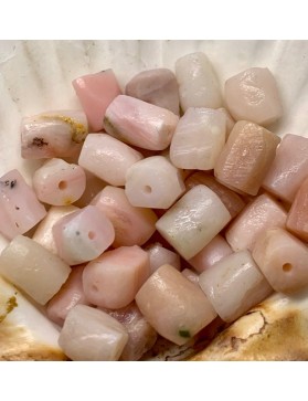 ?? Perles Opale rose à l'unité hexagonale tube - 5/8mm
