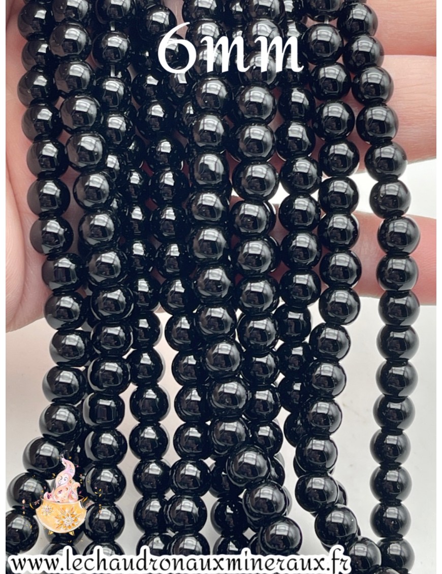 Perles d'obsidienne noire en 6mm, idéales pour vos créations de bijoux énergétiques.