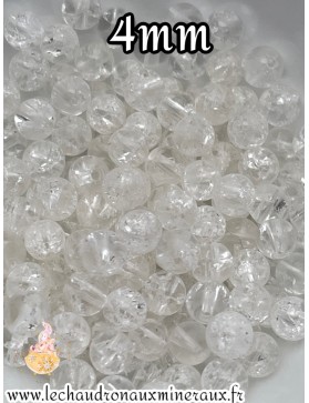 perles cristal de roche craquelée 4mm