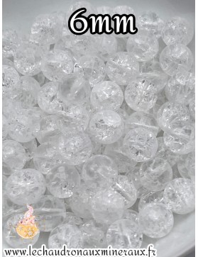 Cristal de roche perles craquelées 6mm