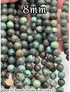 Perles de Turquoise Africaine 8mm - Pierre Naturelle pour Bijoux Artisanaux