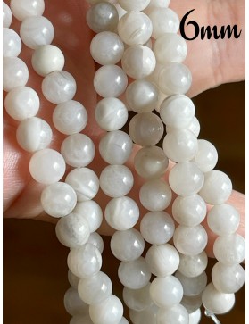 Perles Agate Blanche 6mm - L'Élégance Pure de la Lithothérapie en Chaque Perle