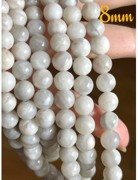 Perles Agate Blanche 8mm - L'Élégance Naturelle de la Lithothérapie en Chaque Perle