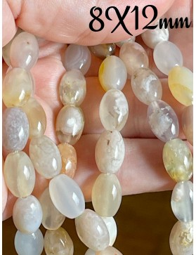 Perles Agate Fleur 8X12mm en Forme de Riz - Élégance Naturelle pour Vos Créations Artisanales