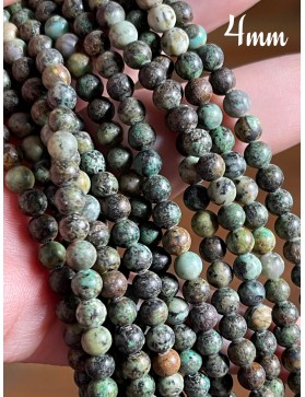 Perles de Turquoise Africaine 4mm - Pierre Naturelle pour Bijoux Artisanaux
