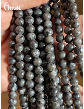 Perles de Larvikite 6mm - Pierre Naturelle pour Bijoux Artisanaux